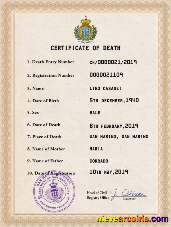 Samoa vital record death certificate